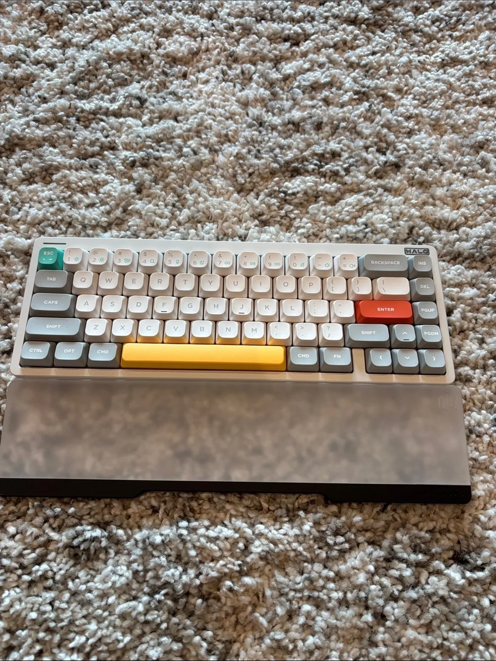 Mechanical Wireless Keyboard with Yellow Spacebar and Gray Accents